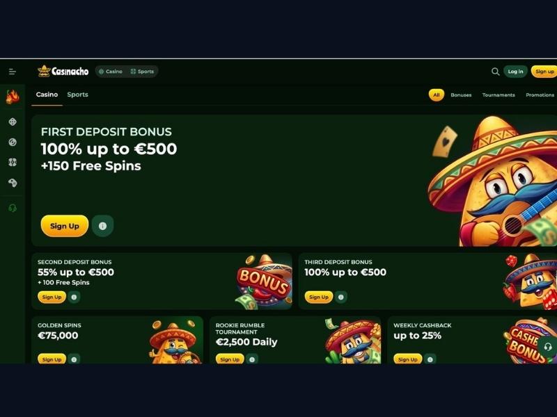 Kontoerstellung und Katalog-Navigation nach Spielmechanik bei Casinacho Casino Nacho Casino